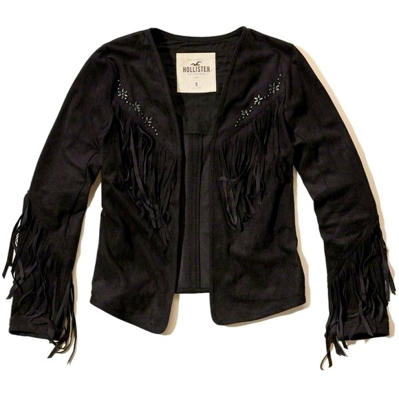 Hollister No Close Suede Fringe Jacket - Picture 1 of 5